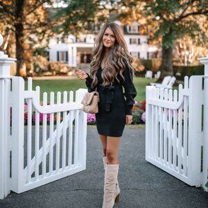 Pink Lily Black Ribbed Sweater Dress — Caitlin M. Covington X Pink Lily